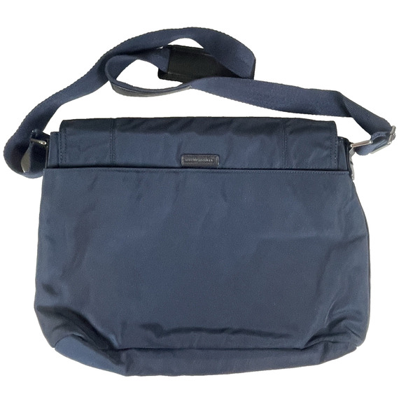 Banana Republic Messenger Bag Navy Blue Durable Nylon Adjustable Strap Laptop - Picture 2 of 11